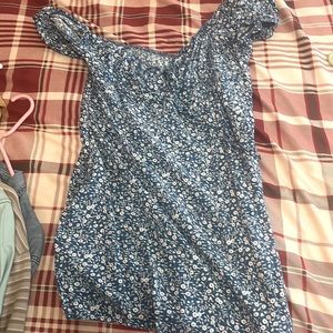 shein XL floral patterned blue dress